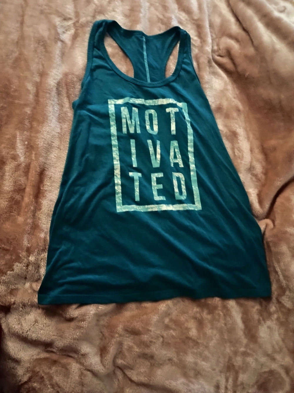 Danskin Now Teal Graphic Racerback Tank with Motivated Print